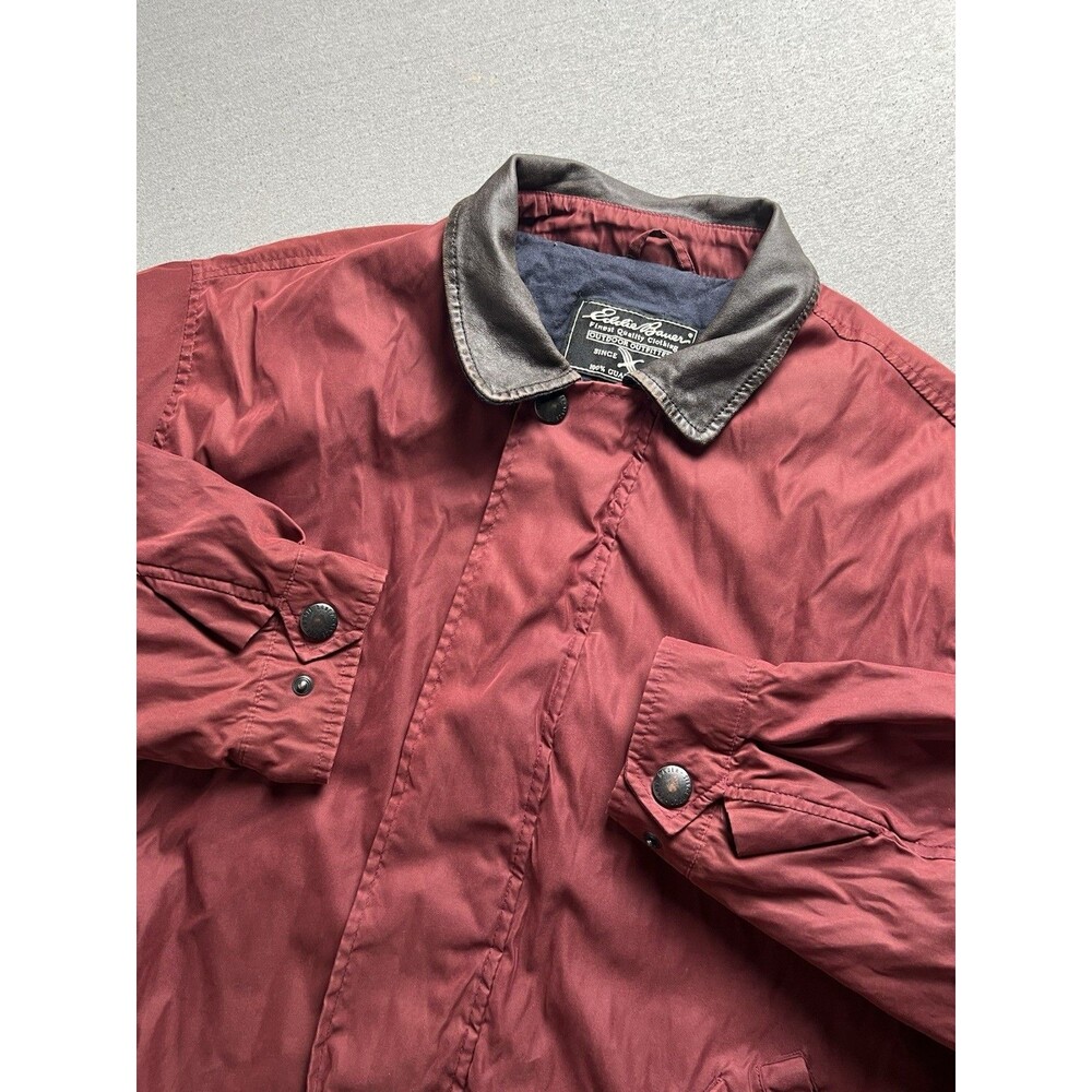 Eddie Bauer Jacket Mens L Red Nylon Blend Full Zip Outdoor Pockets Barn
